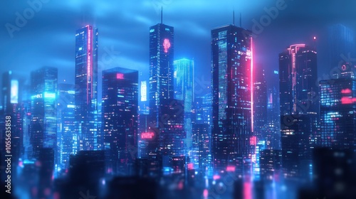 Neon Cityscape Night