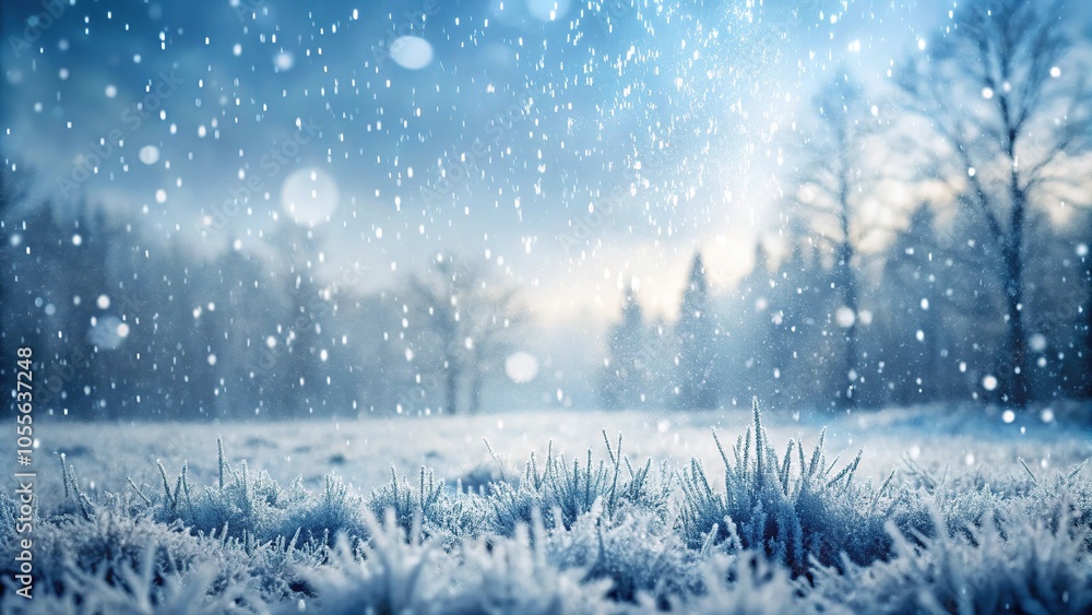 Frosty morning with rain and snow falling gently from grey skies, rain, winter wonderland, grey sky Frosty morning with rain and snow falling gently from grey skies, rain, winter wonderland, grey sky
