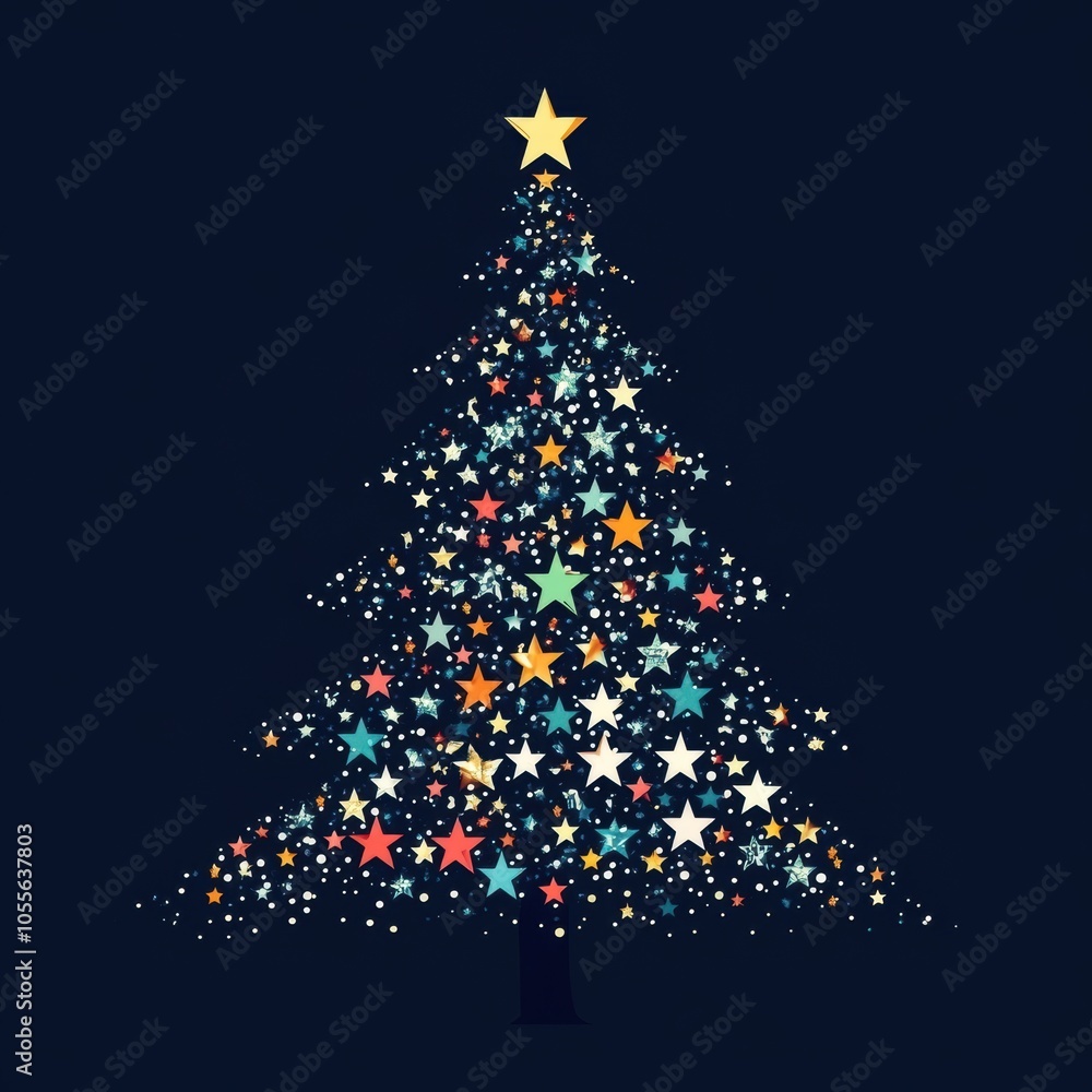 Christmas tree made of colorful stars Christmas tree made of colorful stars