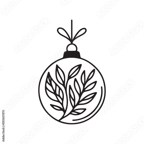 Christmas Ornament with Floral Details - Isolated Vector.