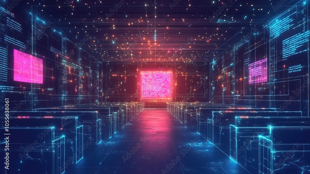 Fototapeta premium Abstract low poly wireframe of a digital modern education concept