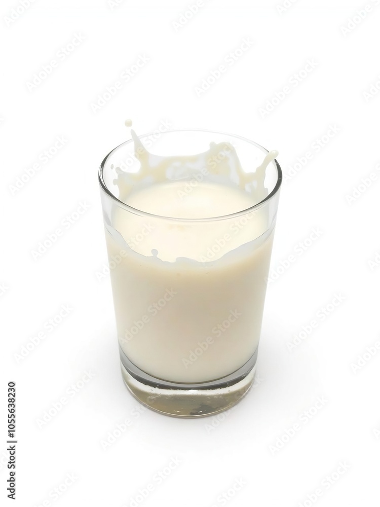 Glass of milk with splashes on isolated white background, drink, motion Glass of milk with splashes on isolated white background, drink, motion