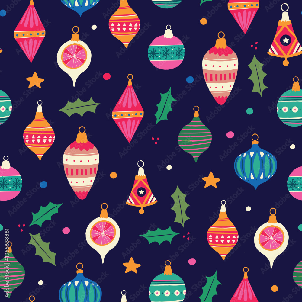 Christmas ornaments - seamless vector pattern Christmas ornaments - seamless vector pattern