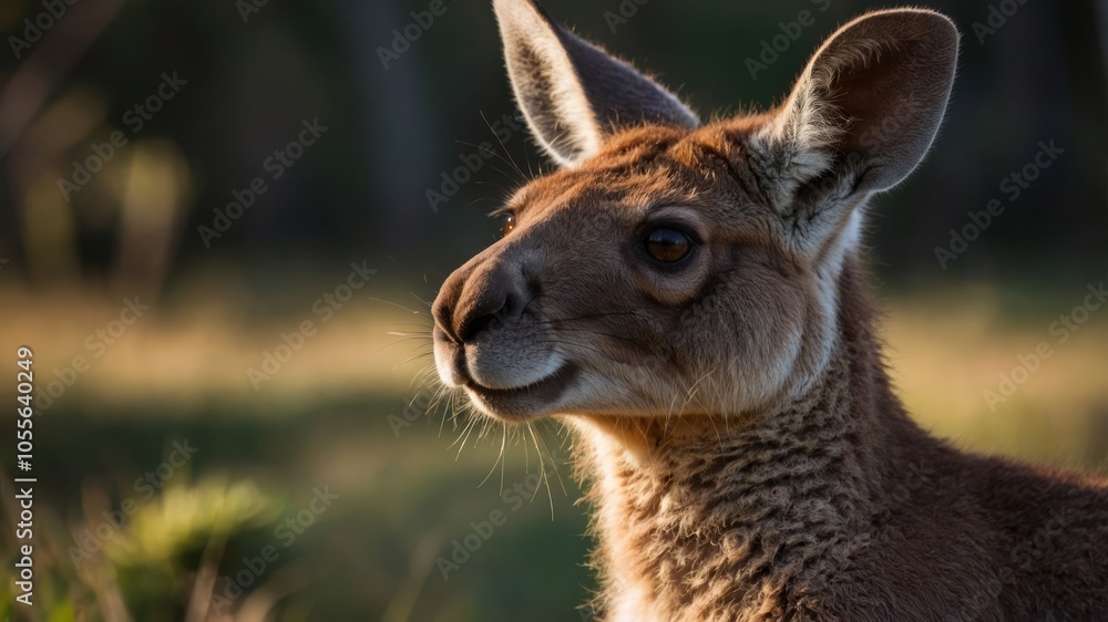 A close-up of a kangaroo in a natural setting, showcasing its features and environment. A close-up of a kangaroo in a natural setting, showcasing its features and environment.