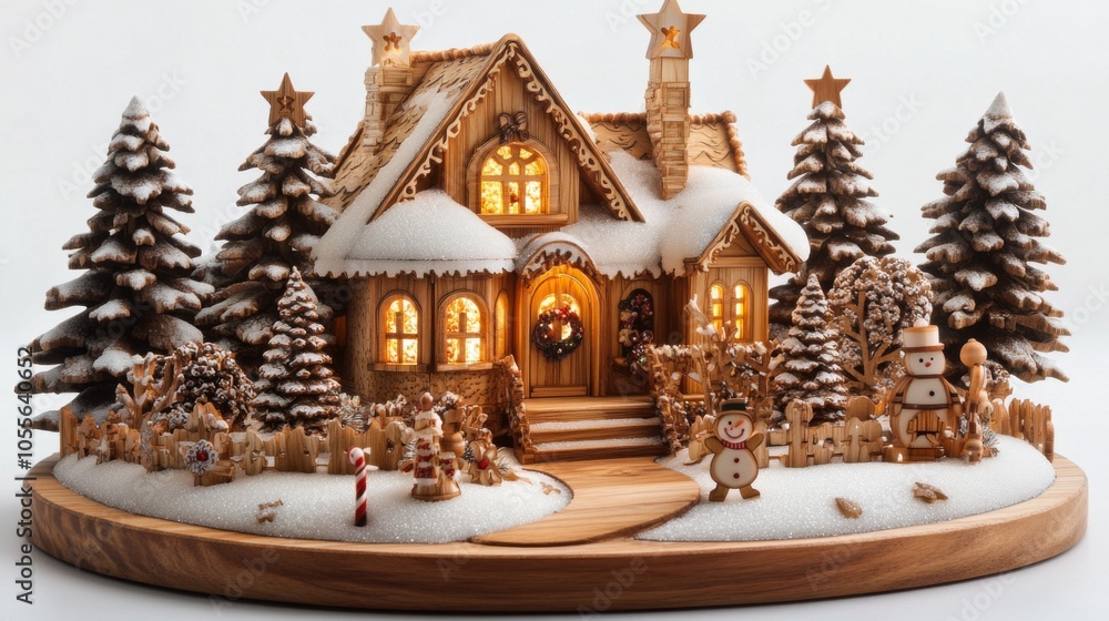 Cozy Gingerbread House with Snow