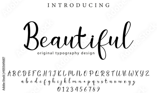 Beautiful Font Stylish brush painted an uppercase vector letters, alphabet, typeface