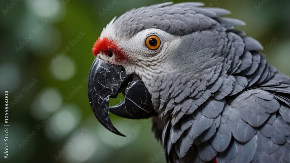 Close-up of a gray parrot showcasing its vibrant feathers and expressive features. Close-up of a gray parrot showcasing its vibrant feathers and expressive features.