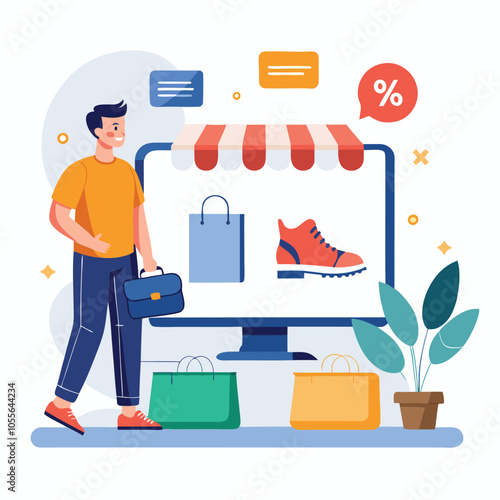 Ecommerce Online Shopping Concept Vector Illustration