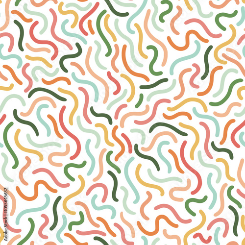 Colorful abstract squiggles seamless pattern