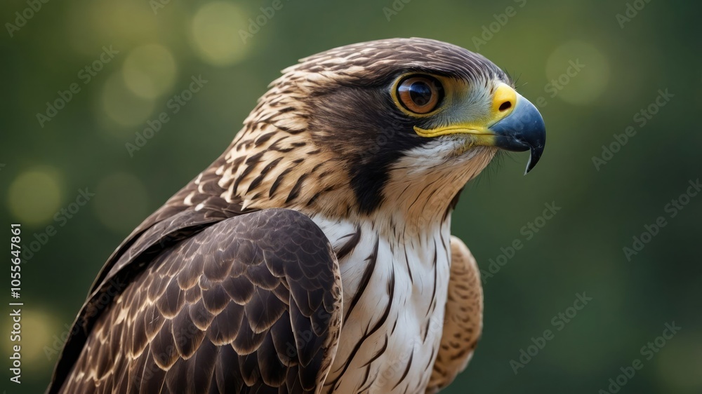 A close-up of a hawk showcasing its striking features and keen gaze. A close-up of a hawk showcasing its striking features and keen gaze.