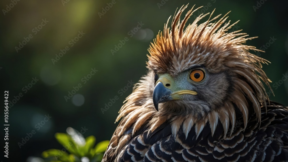 A close-up of a majestic hawk with striking feathers and intense eyes in natural light. A close-up of a majestic hawk with striking feathers and intense eyes in natural light.