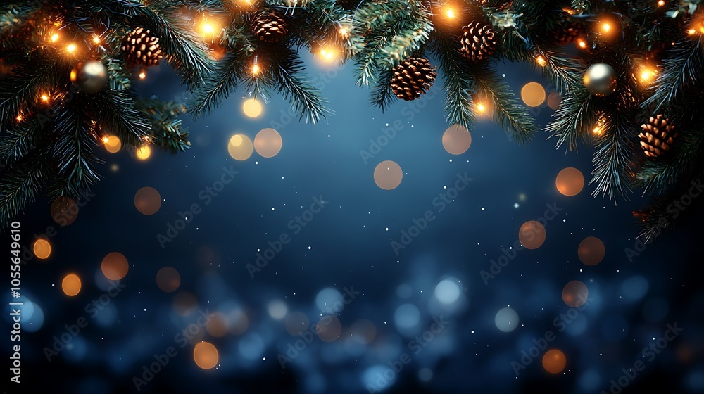 Enchanting holiday lights and pine cones for a festive atmosphere Enchanting holiday lights and pine cones for a festive atmosphere