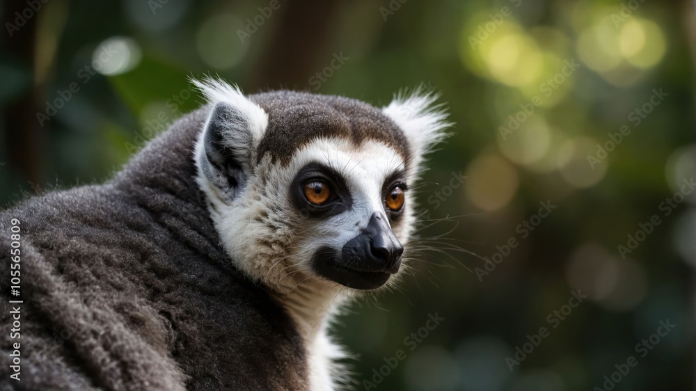 A close-up of a lemur showcasing its distinctive facial features. A close-up of a lemur showcasing its distinctive facial features.