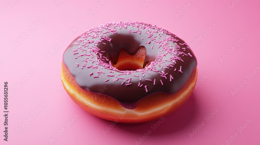 Chocolate Donut On Bright Background Chocolate Donut On Bright Background