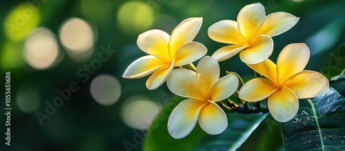 Detailed Photo Of The Beauty Of Yellow Frangipani Flowers Blooming