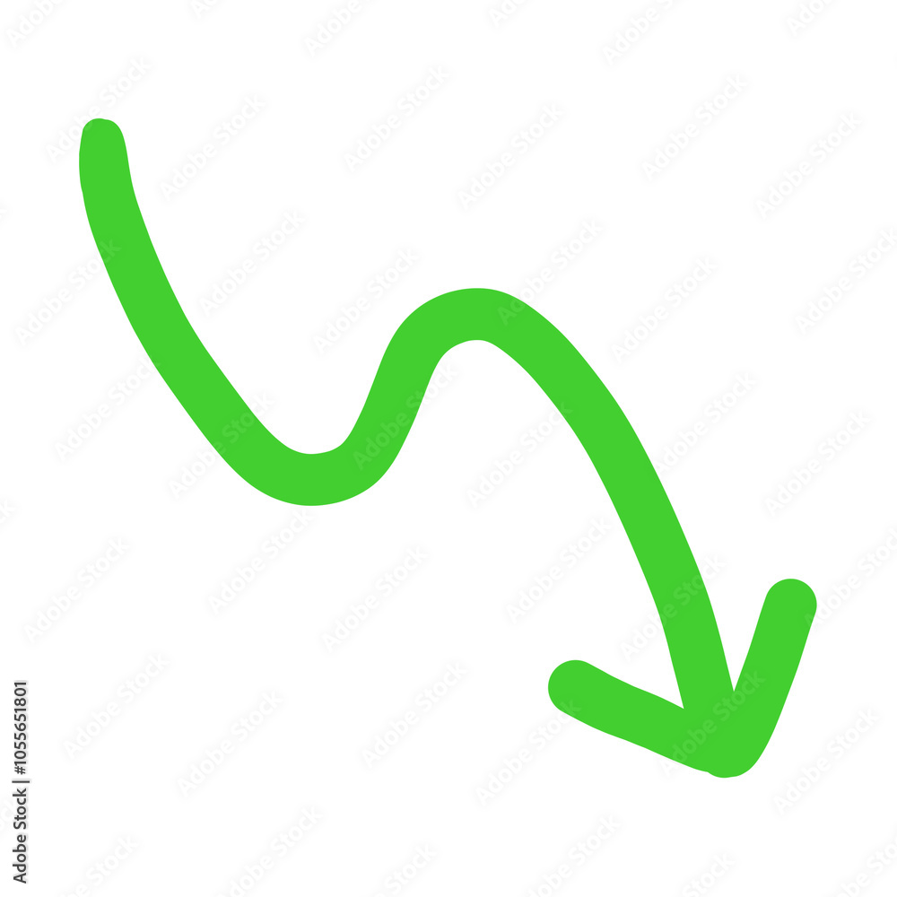 上下しながら下降する矢印（緑）