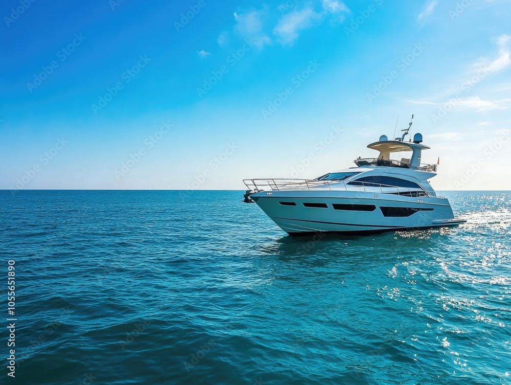 Fototapeta premium Large white boat on calm water