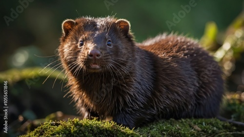 A close-up of a brown mammal with a curious expression in a natural setting.