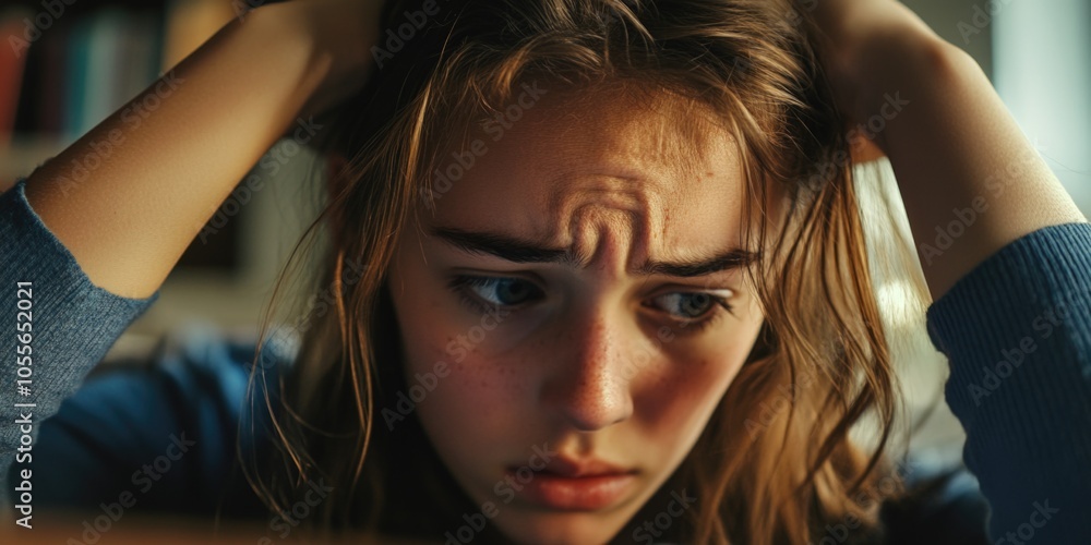 Fototapeta premium Woman with concerned expression