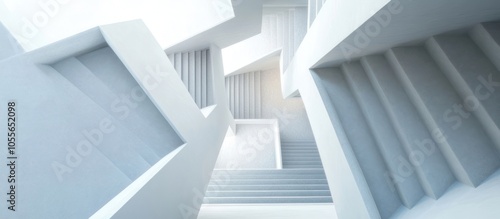 Abstract White Staircase in Modern Architecture