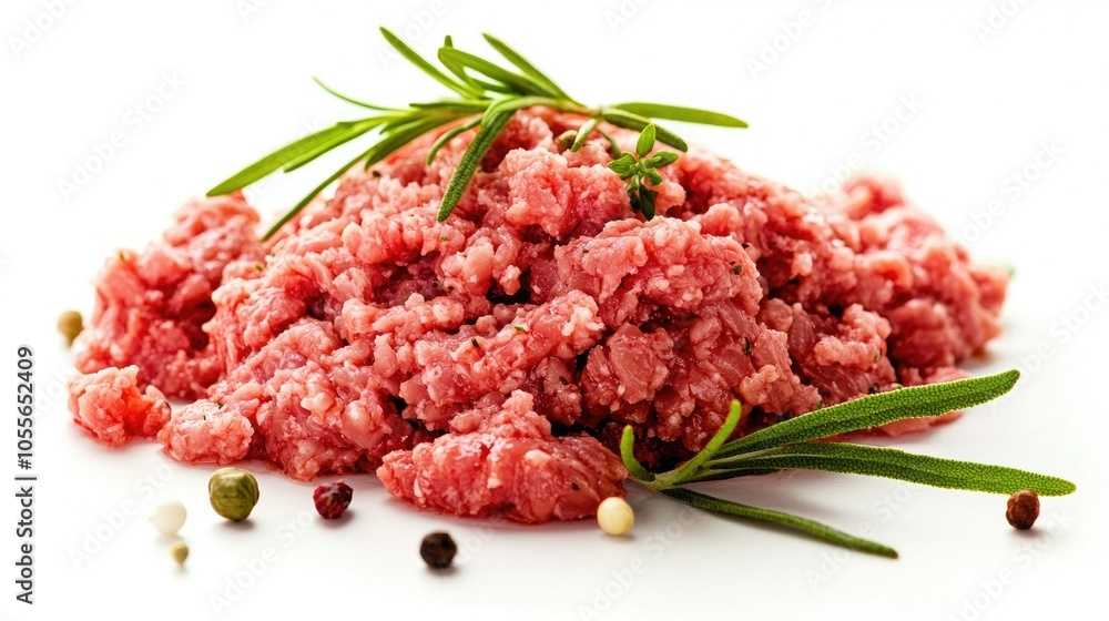 Minced Meat With Herbs On A White Minced Meat With Herbs On A White