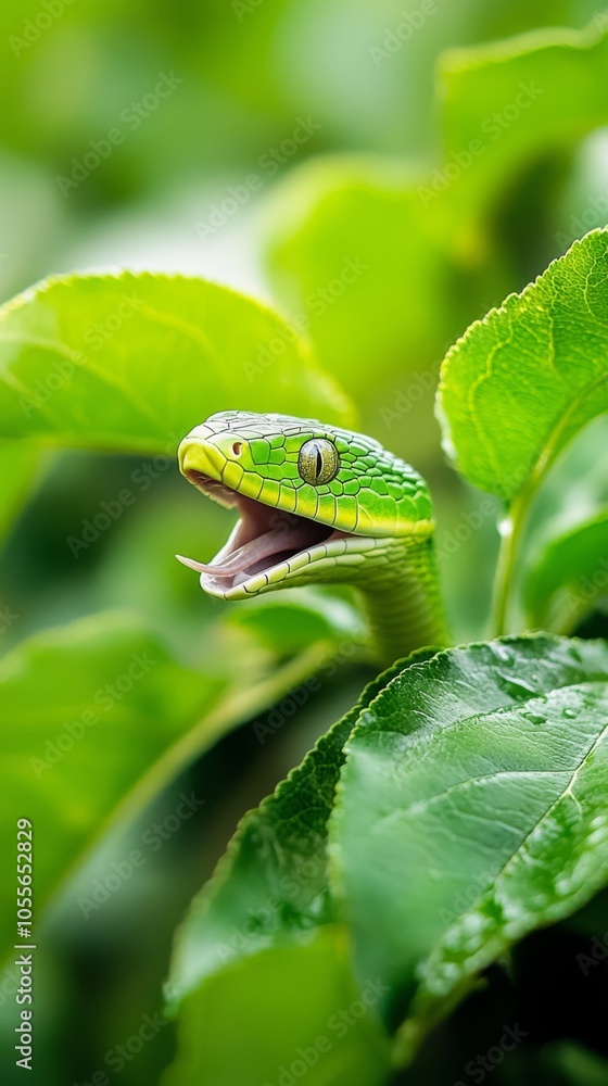 green viper snake in close up green viper snake in close up