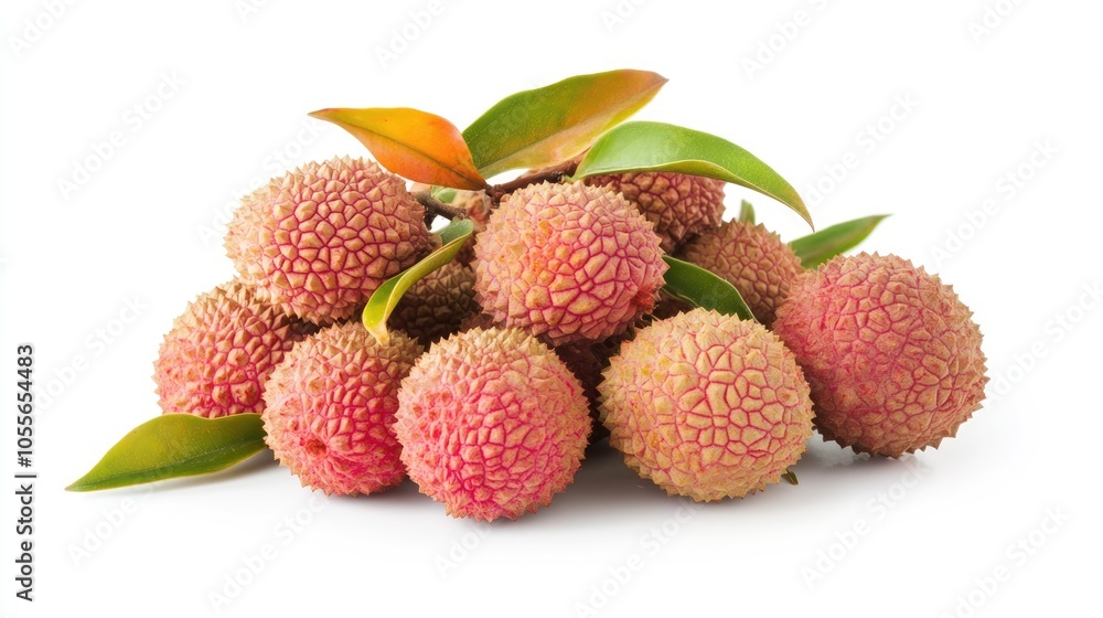 Fresh lychee fruit isolated against a white background Fresh lychee fruit isolated against a white background