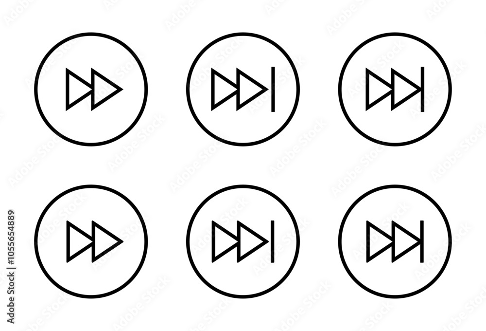 Next track icon on circle line. Forward sign symbol Next track icon on circle line. Forward sign symbol