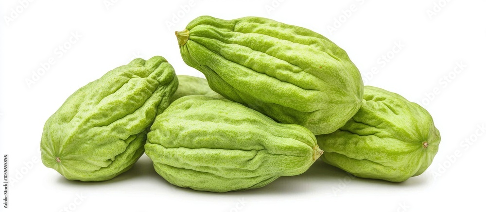 Fresh Chayote Fruit Sechium Edule Isolated On White Background Fresh Chayote Fruit Sechium Edule Isolated On White Background
