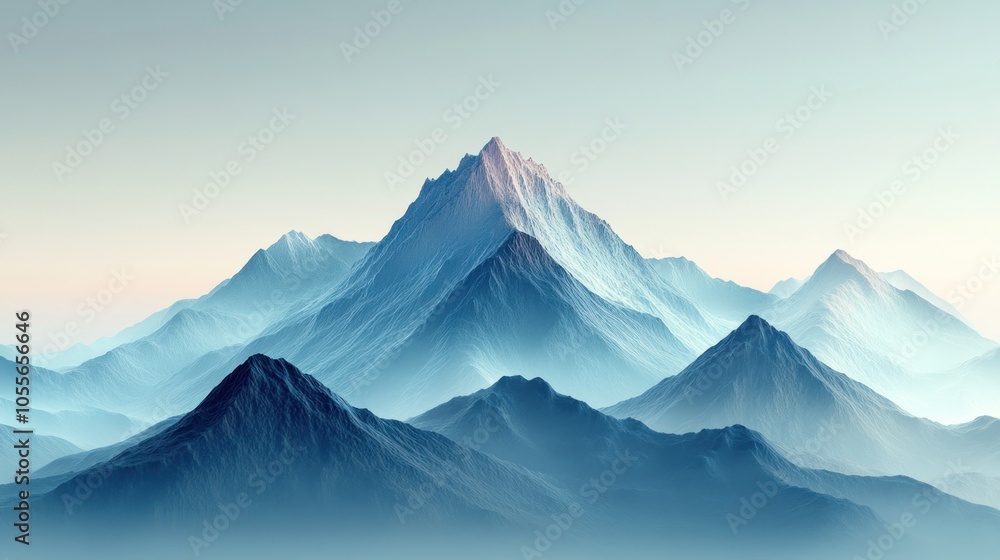 Misty Mountain Range Under a Pale Sky Misty Mountain Range Under a Pale Sky