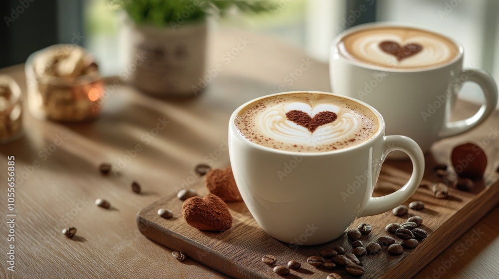 Morning elegance featuring a heartfelt cappuccino creation Captivating cafe charm with latte art and love in every sip Aromatic bliss displayed on a wooden table for a heartwarming experience Morning elegance featuring a heartfelt cappuccino creation Captivating cafe charm with latte art and love in every sip Aromatic bliss displayed on a wooden table for a heartwarming experience