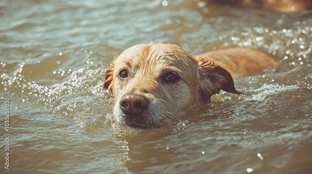 Dog Enjoying a Safe Swim at a Campground Beach During a Heatwave Dog Enjoying a Safe Swim at a Campground Beach During a Heatwave
