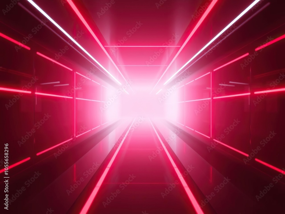 Red neon light streaks creating an electrifying pathway against a dark background, effect, neon Red neon light streaks creating an electrifying pathway against a dark background, effect, neon