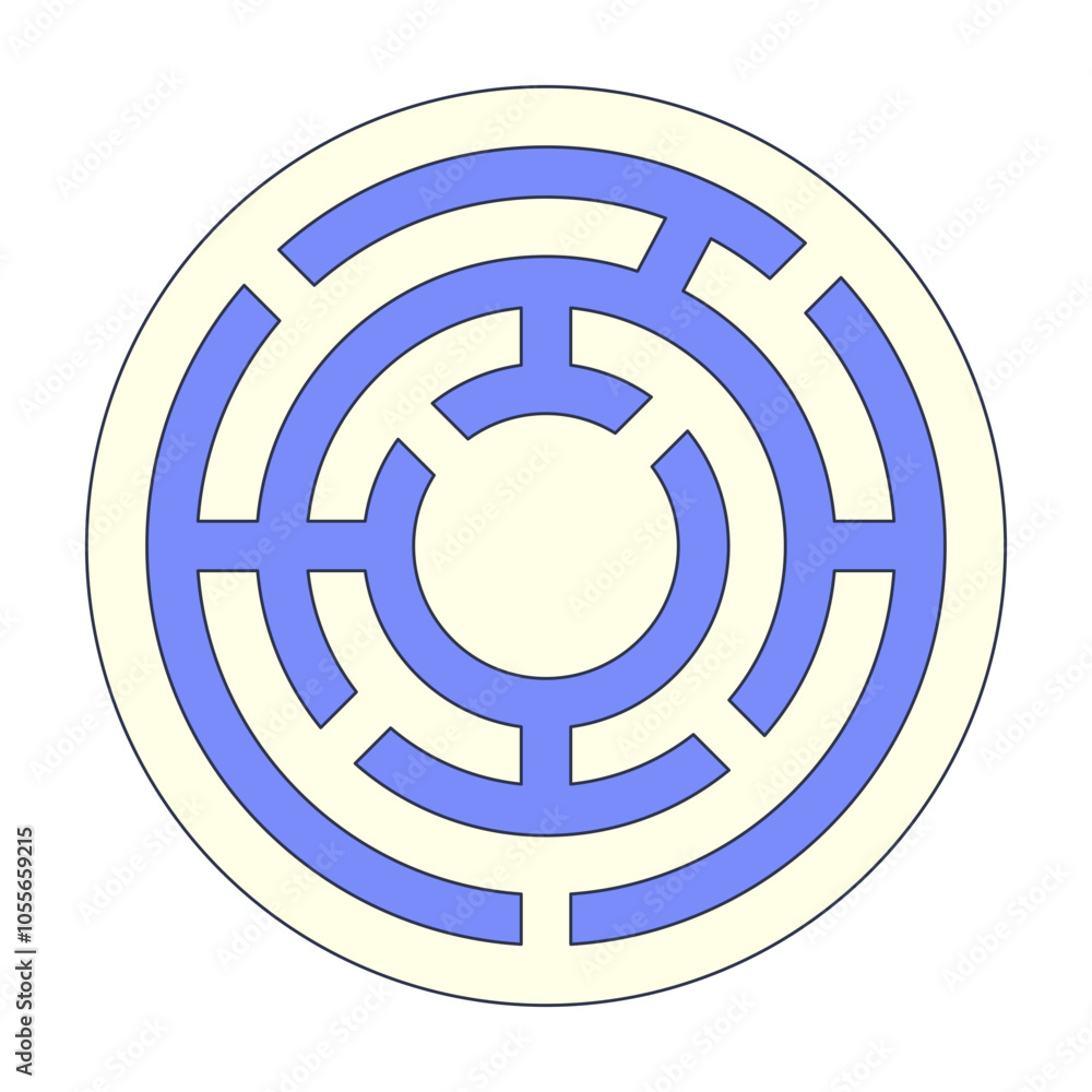 Circular maze with blue paths symbolizing complexity and problem-solving. Circular maze with blue paths symbolizing complexity and problem-solving.