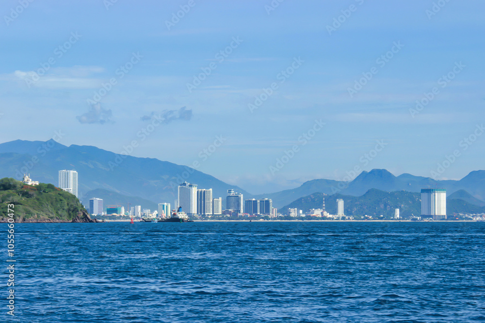 Fototapeta premium Nha Trang, a famous beautiful coastal tourist city in Khanh Hoa province, Central Vietnam