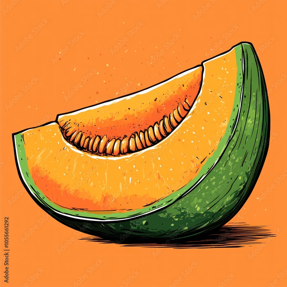 A Sliced Open Melon with Green Rind and Orange Flesh A Sliced Open Melon with Green Rind and Orange Flesh