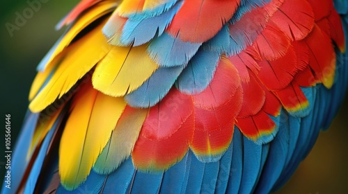 Wallpaper Mural Close up of vibrant blue yellow and red feathers from an exotic parrot species Torontodigital.ca