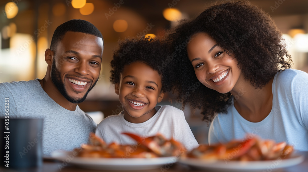 joyful family enjoying meal together, smiling at camera in cozy restaurant setting. atmosphere is warm and inviting, perfect for creating lasting memories. joyful family enjoying meal together, smiling at camera in cozy restaurant setting. atmosphere is warm and inviting, perfect for creating lasting memories.