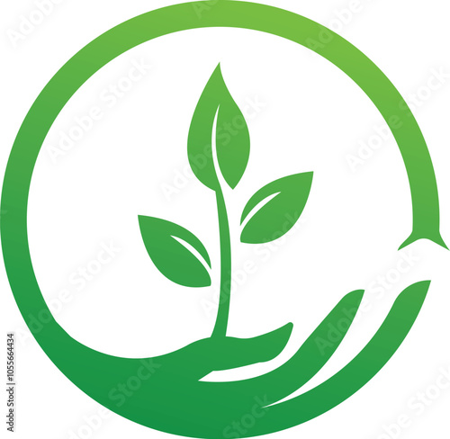 Tree logo vectors template Illustration. Fresh Hand leaf logo suitable logo design. Icon hand Carefully holding green logo design. Tree plant logo design. Forest logo design. Tree care logo design