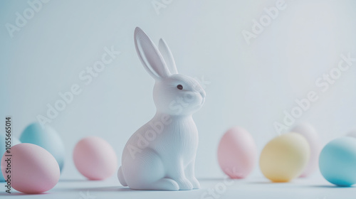 Decorative easter bunny silhouette with pastel easter eggs for spring celebrations photo