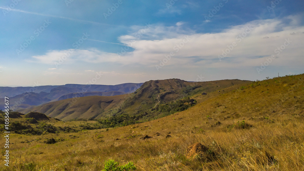 Fototapeta premium Beautiful mountains in the mountains of Minas Gerais, Brazil. The name is Serra da Calcada and it is next to the city of Belo Horizonte