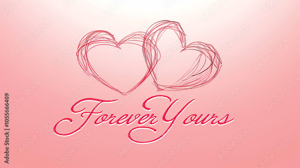 Two smoky hearts intertwined against a pink background. Heart Day. Art, sketch. Sign Forever yours Two smoky hearts intertwined against a pink background. Heart Day. Art, sketch. Sign Forever yours
