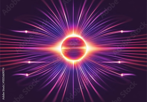 An Abstract Visualization of a Magnetic Field with Glowing Lines and Arrows Illustrating the Flow of Magnetic Force Encircling a Central Object in a Dark, Vacant Space.