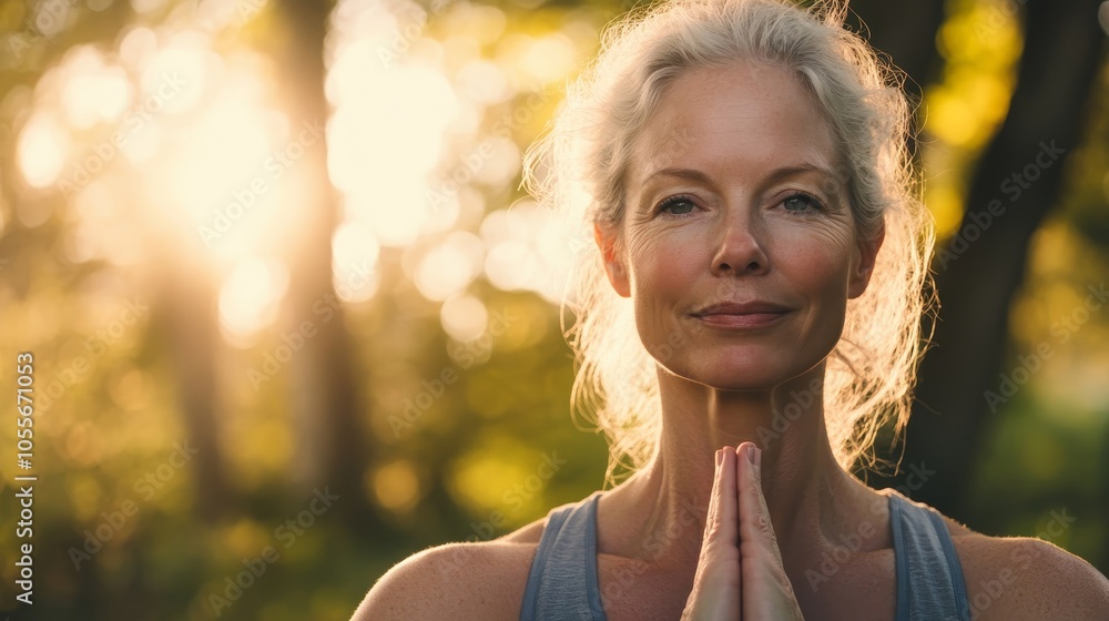 Serene Woman in her 30s Practicing Yoga Pose in Nature with Dynamic Composition and Sharp Focus Creating Peaceful Atmosphere Serene Woman in her 30s Practicing Yoga Pose in Nature with Dynamic Composition and Sharp Focus Creating Peaceful Atmosphere