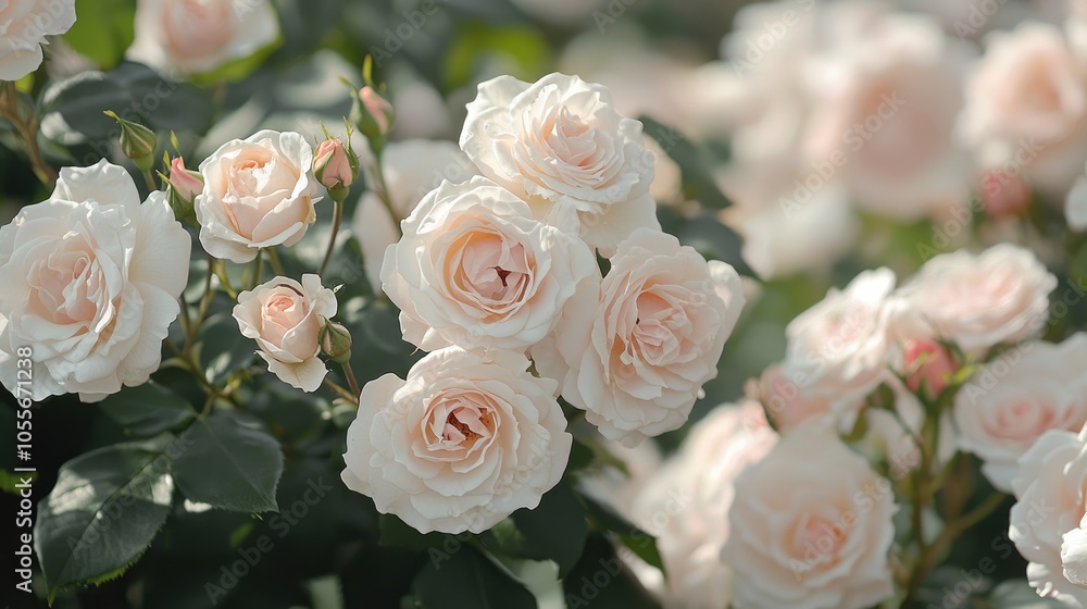 Floral Roses Blossom In The Garden Closeup View Of Beautiful Rosa Georgette Flower Cluster Of Light Pink And White Petals Spring Blooming In The Park Floral Roses Blossom In The Garden Closeup View Of Beautiful Rosa Georgette Flower Cluster Of Light Pink And White Petals Spring Blooming In The Park