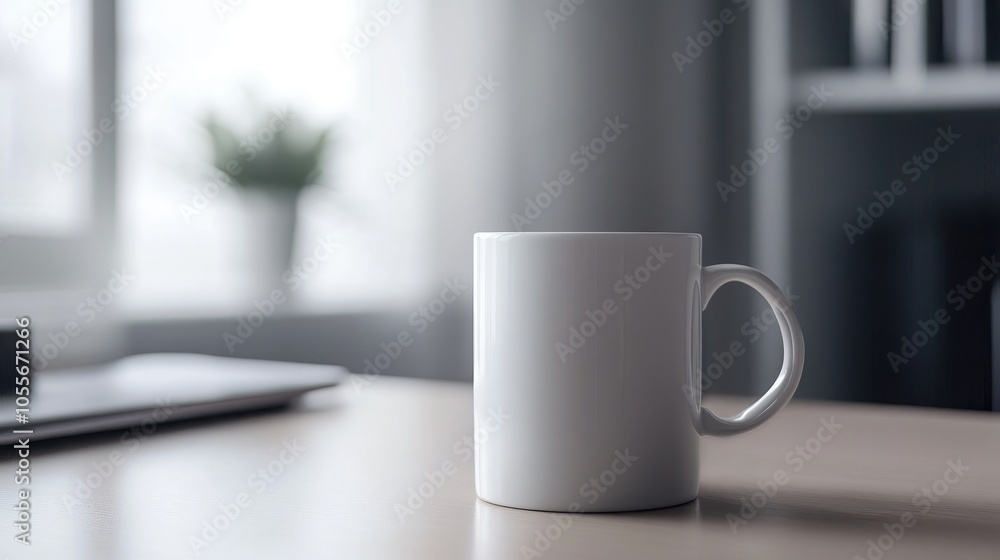 Stylish Contemporary Coffee Mug on a Minimalist Workspace for a Calming Atmosphere Stylish Contemporary Coffee Mug on a Minimalist Workspace for a Calming Atmosphere