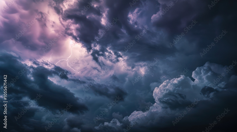 Obraz premium Lightning Strike Through Dark Clouds