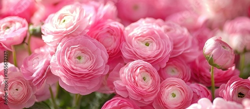 Ranunculus Asiaticus Or Persian Buttercup Pink Flowers Close Up Many Flowers For Women Day Pink Blossom For Mother Day