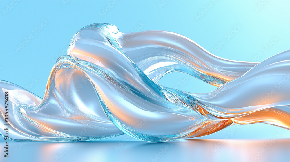 Modern Fluid Glass Texture with Metallic and Blue Gradient Accents Modern Fluid Glass Texture with Metallic and Blue Gradient Accents