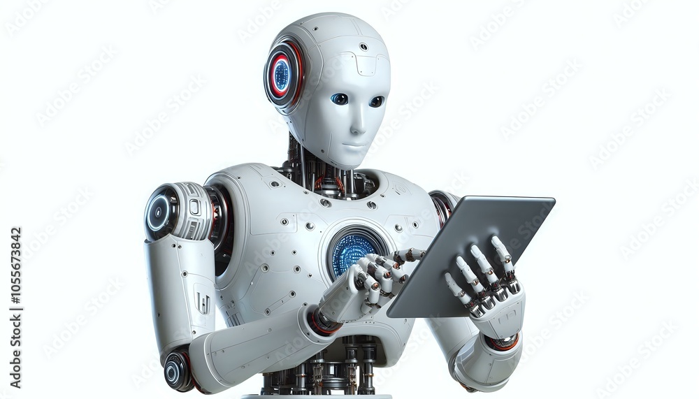 High-Tech Robot with Interactive Tablet High-Tech Robot with Interactive Tablet